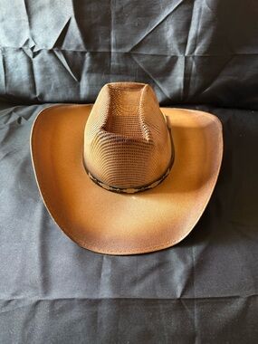 New Brown Mesh Crown Cowboy Hat with Decorative Band